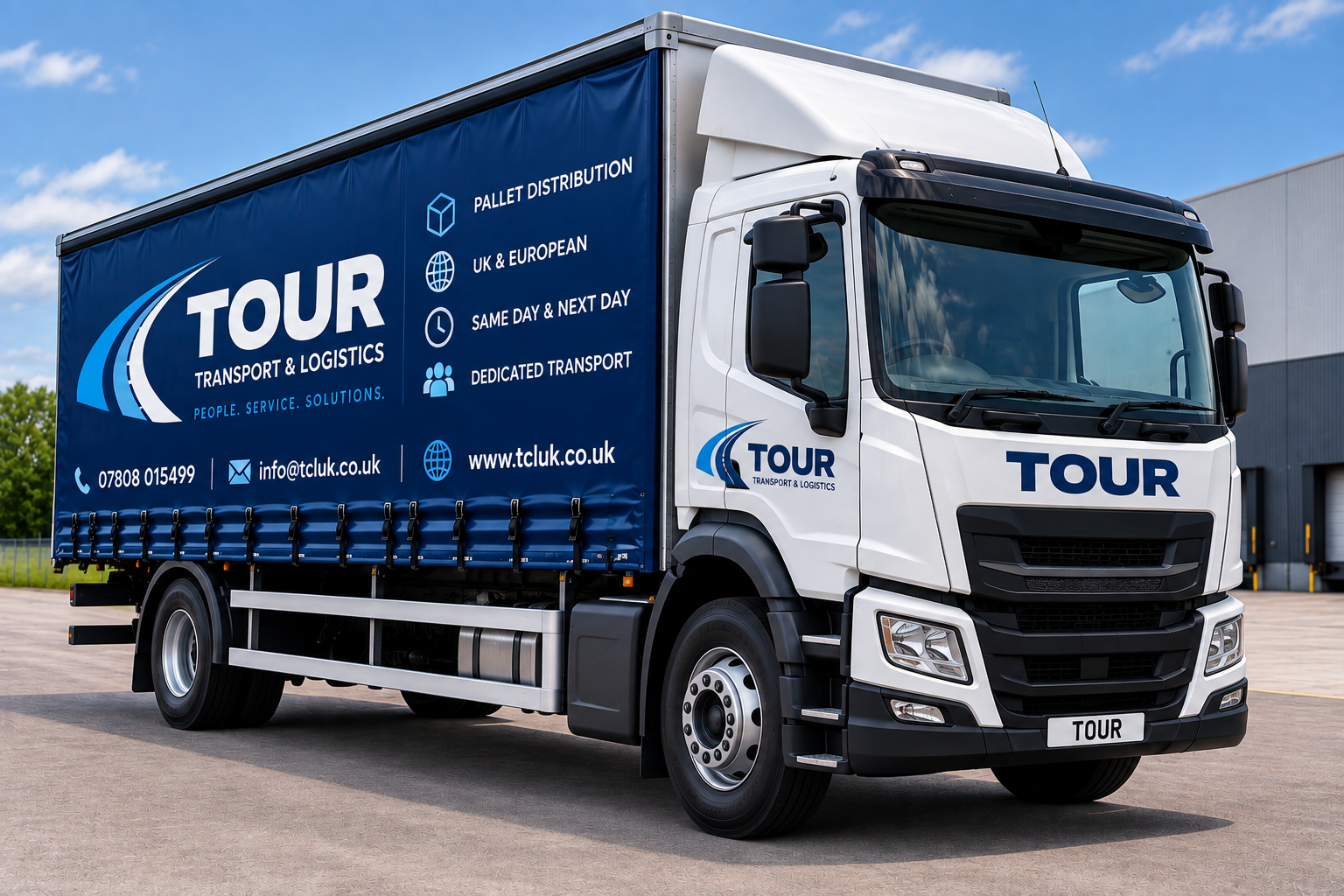 Unbranded rigid haulage truck travelling on a UK road